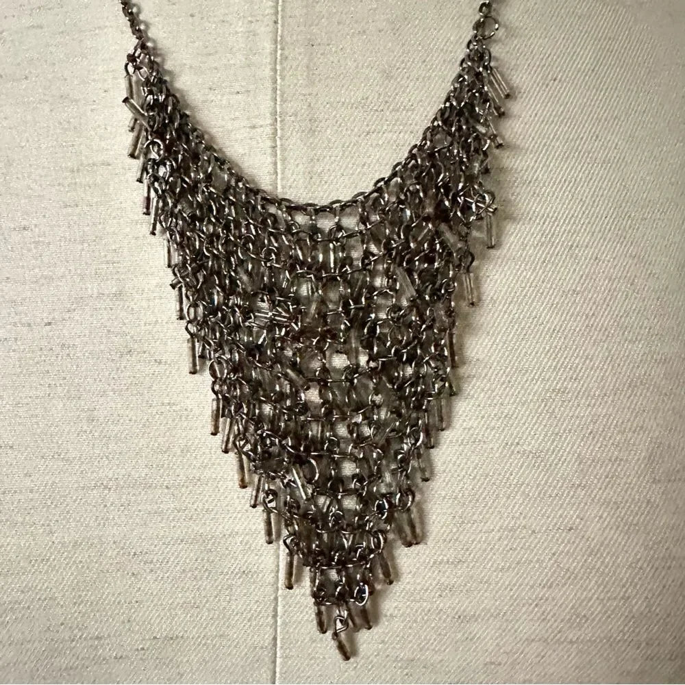 Silver tone statement necklace